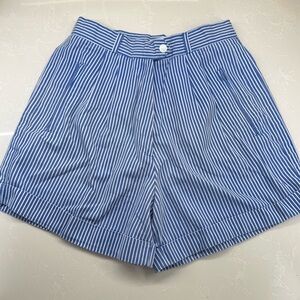Vintage Railroad (Blue & White) Striped High Waist Shorts. Size 11/12 Ladies